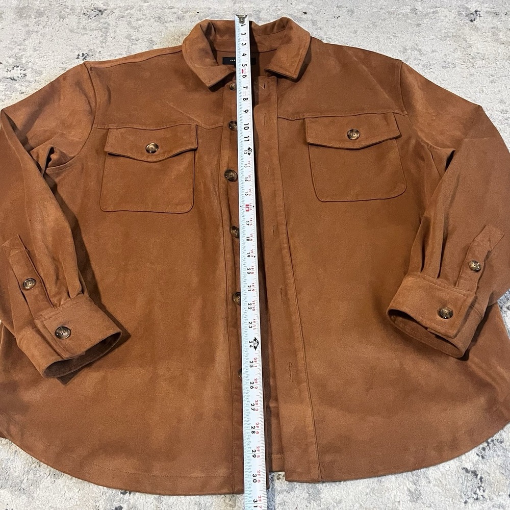Cleo + Wolf Women's Faux Suede Shacket Western Cowgirl Shirt Jacket Size S Brown - Picture 3 of 8